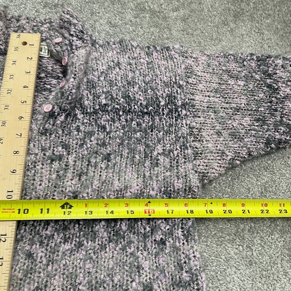 Evian Vintage Chunky Knit Sweater Womens Large Pink 1/2 Button Up Mock Casual - Picture 8 of 12
